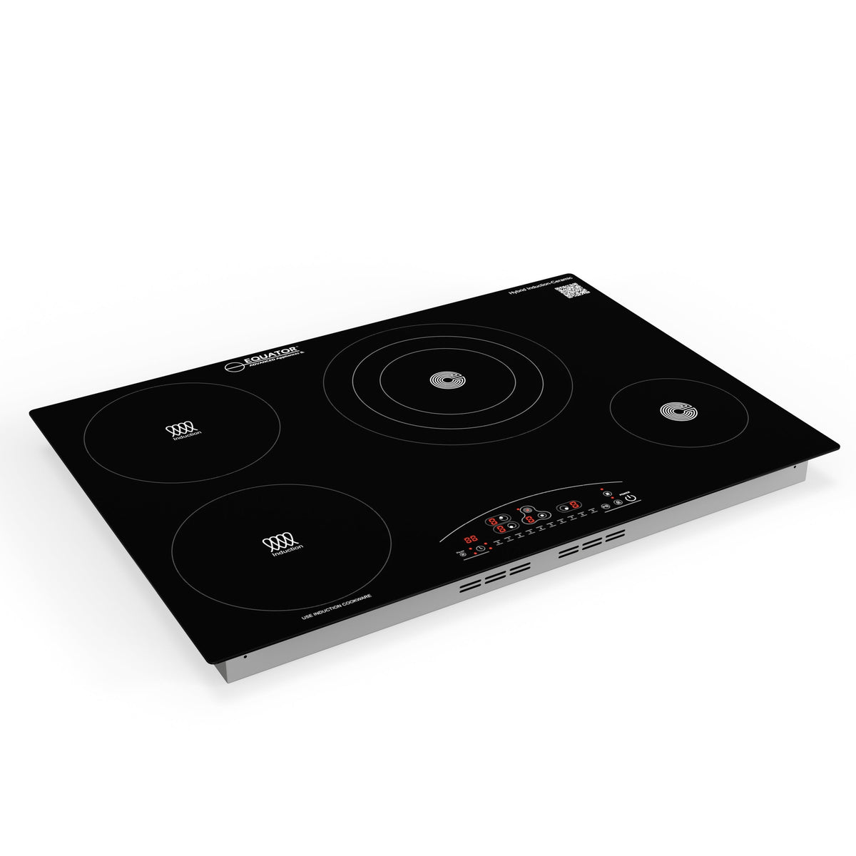 Placa de cocina híbrida eléctrica Equator de 30” – 4 quemadores (2 de inducción + 2 de cerámica), 9 niveles de potencia, 220V