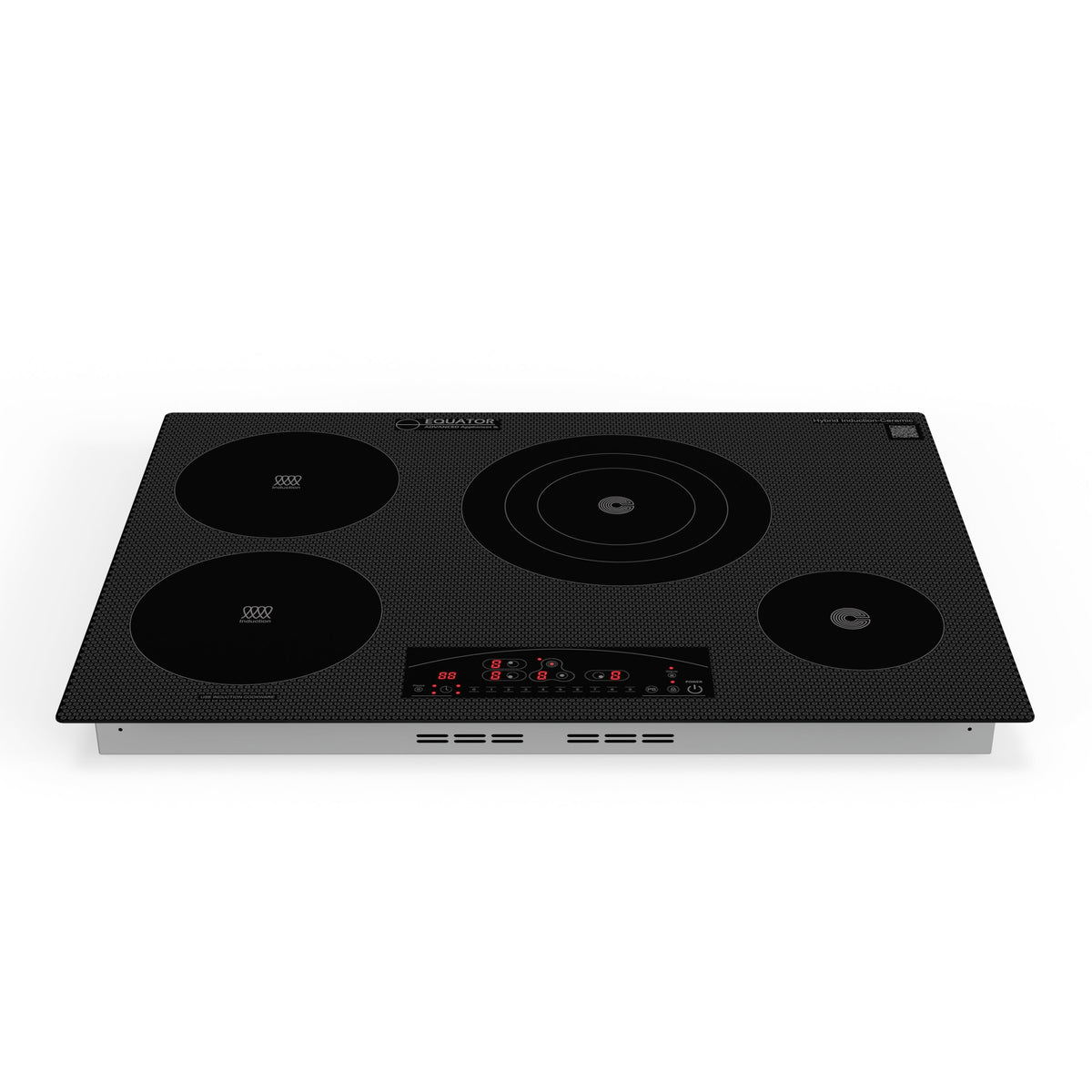 Placa de cocina híbrida eléctrica Equator de 30” – 4 quemadores (2 de inducción + 2 de cerámica), 9 niveles de potencia, 220V