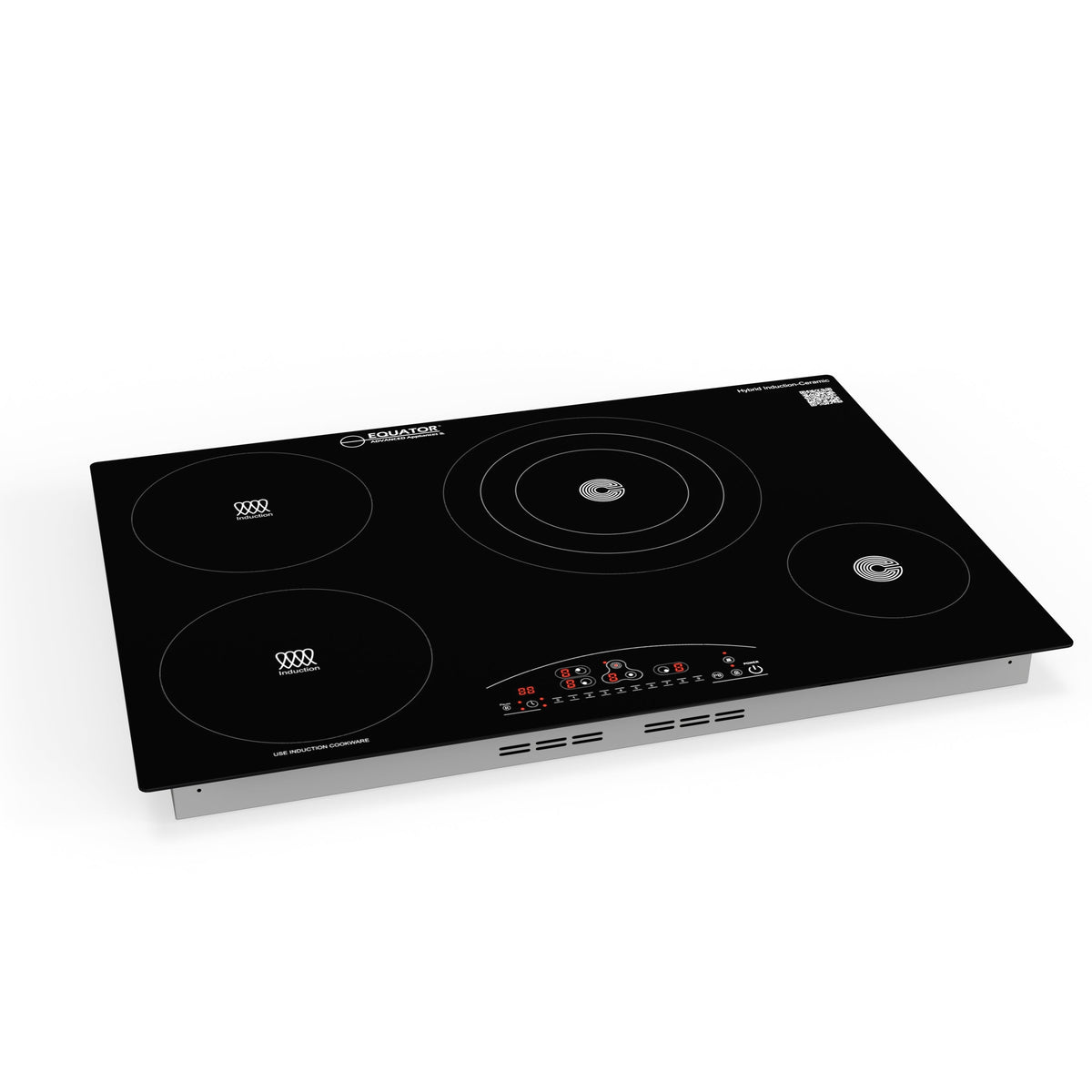 Placa de cocina híbrida eléctrica Equator de 30” – 4 quemadores (2 de inducción + 2 de cerámica), 9 niveles de potencia, 220V