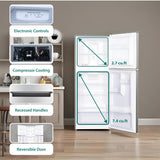 Refrigerador Conserv de 10 pies cúbicos, congelador superior, 24 pulgadas, sin escarcha, Energy Star, silencioso 43dB, 110V, acero inoxidable