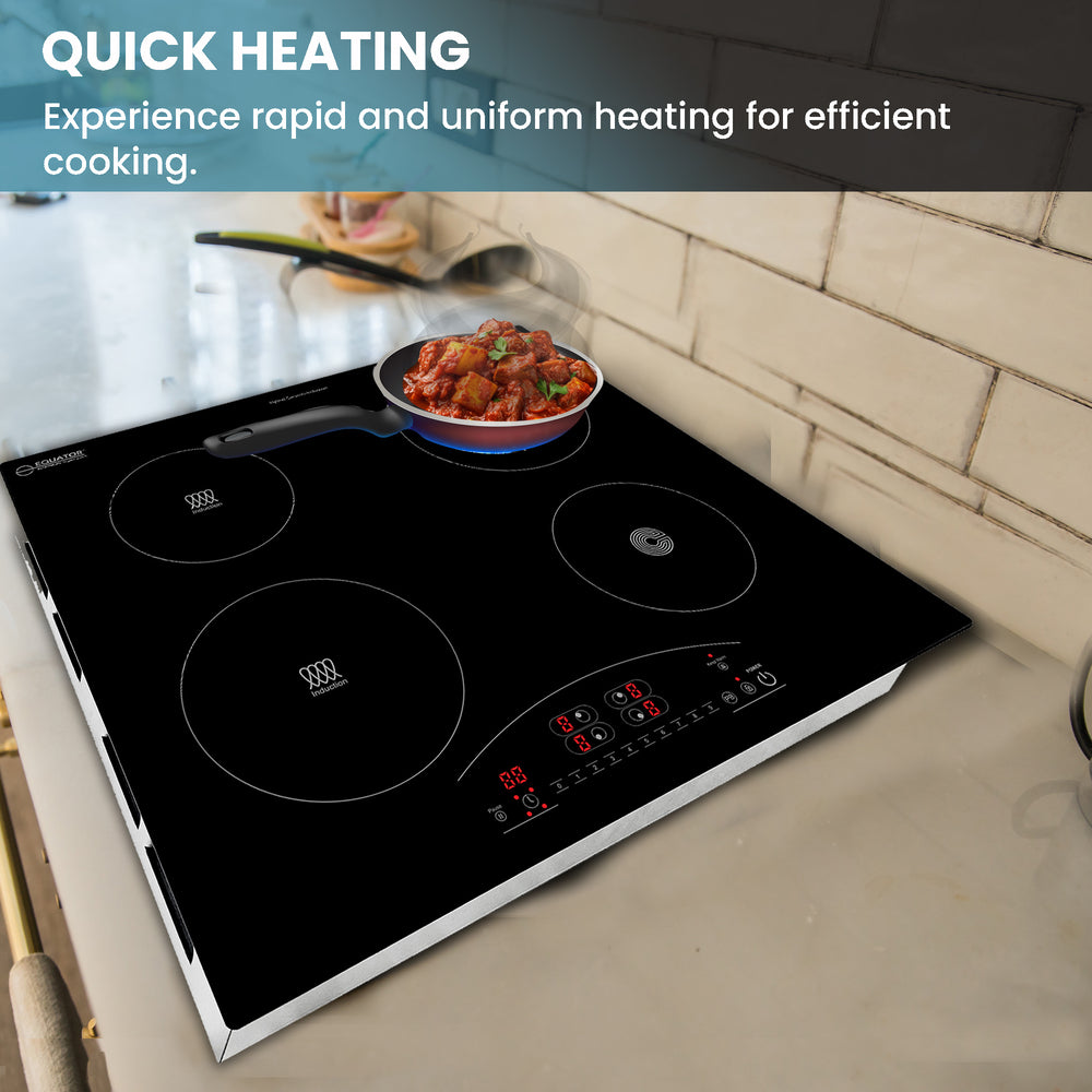 Equator 24 inch Electric Hybrid CERAMIC-INDUCTION 4 Burner Cooktop 9 Power 220V