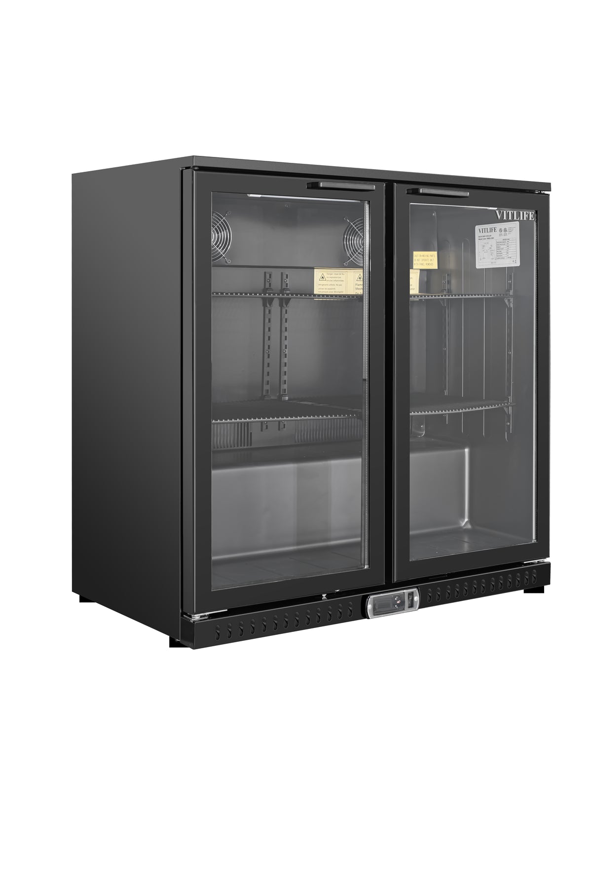 Equator-Vitlife  Back Bar Cooler with 2 Glass Doors Under Counter Beverage Refrigerator with LED,7.5 Cu.Ft.