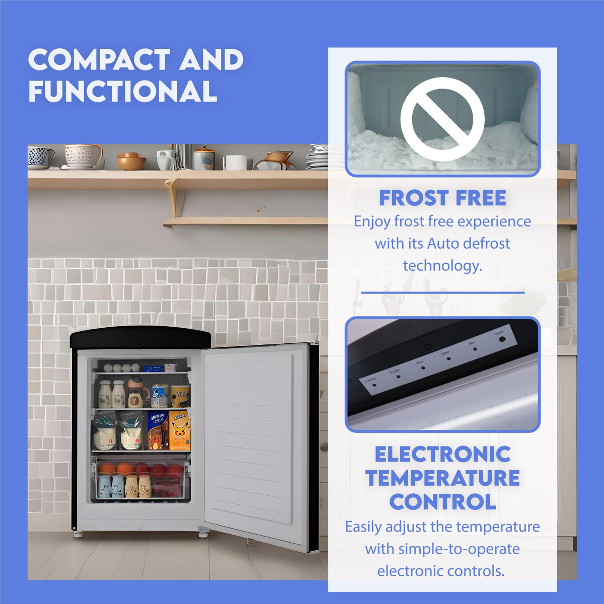 Minirefrigerador retro Conserv de 3.2 pies cúbicos, congelador convertible, sin escarcha, 110 V