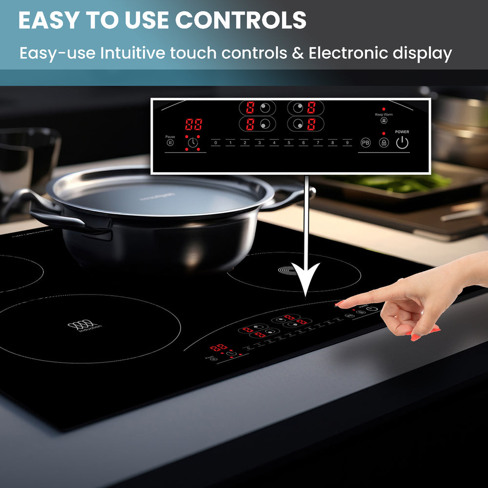 Equator 24 inch Electric Hybrid CERAMIC-INDUCTION 4 Burner Cooktop 9 Power 220V