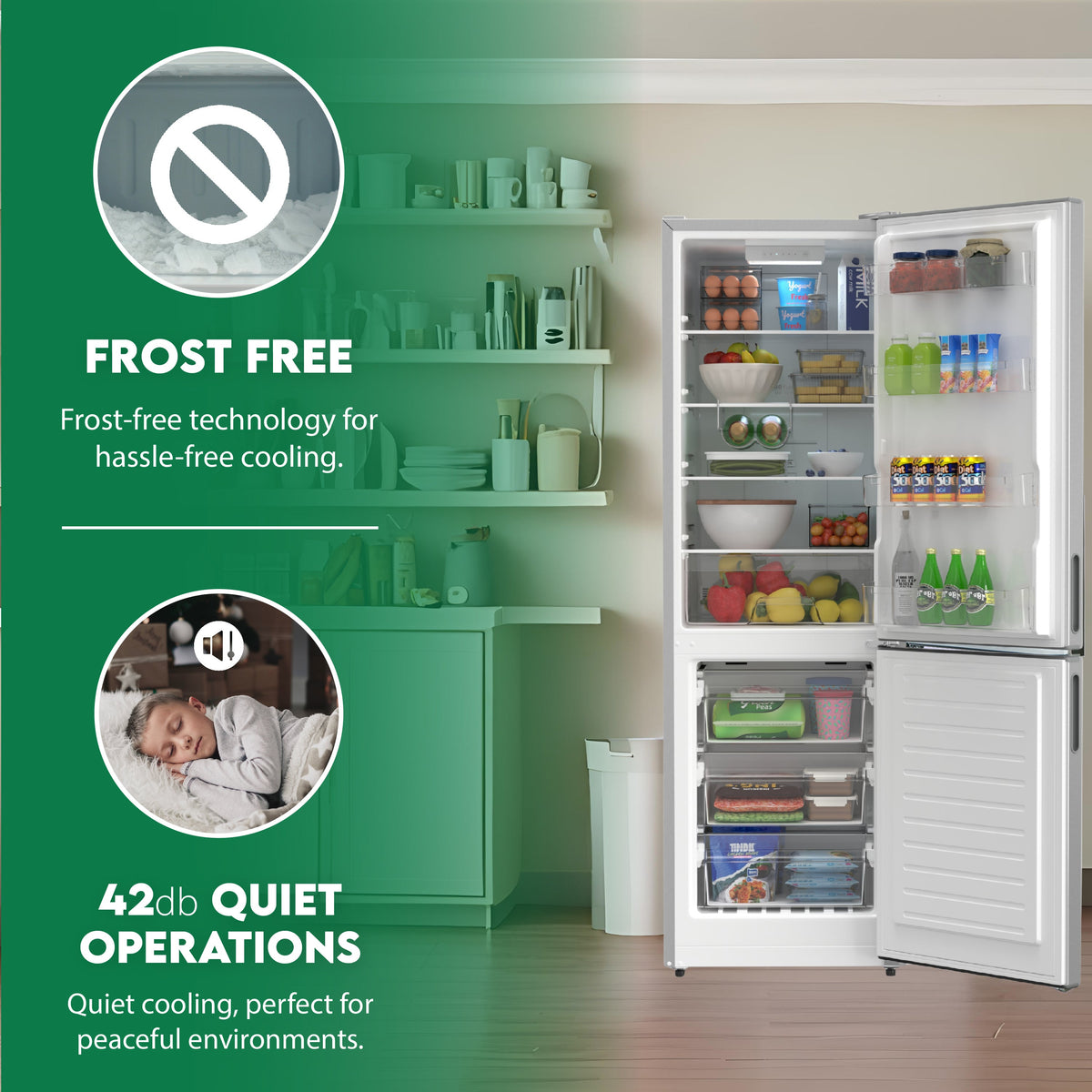 Conserv 11cf Bottom Freezer Refrigerator 24in w/ WINE RACK Stainless 110V