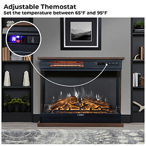Chimenea portátil independiente Equator de 26 pulgadas, solo calor o LED de 7 colores, control remoto, 110V