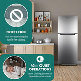 Refrigerador Conserv de 10 pies cúbicos, congelador superior, 24 pulgadas, sin escarcha, Energy Star, silencioso 43dB, 110V, acero inoxidable