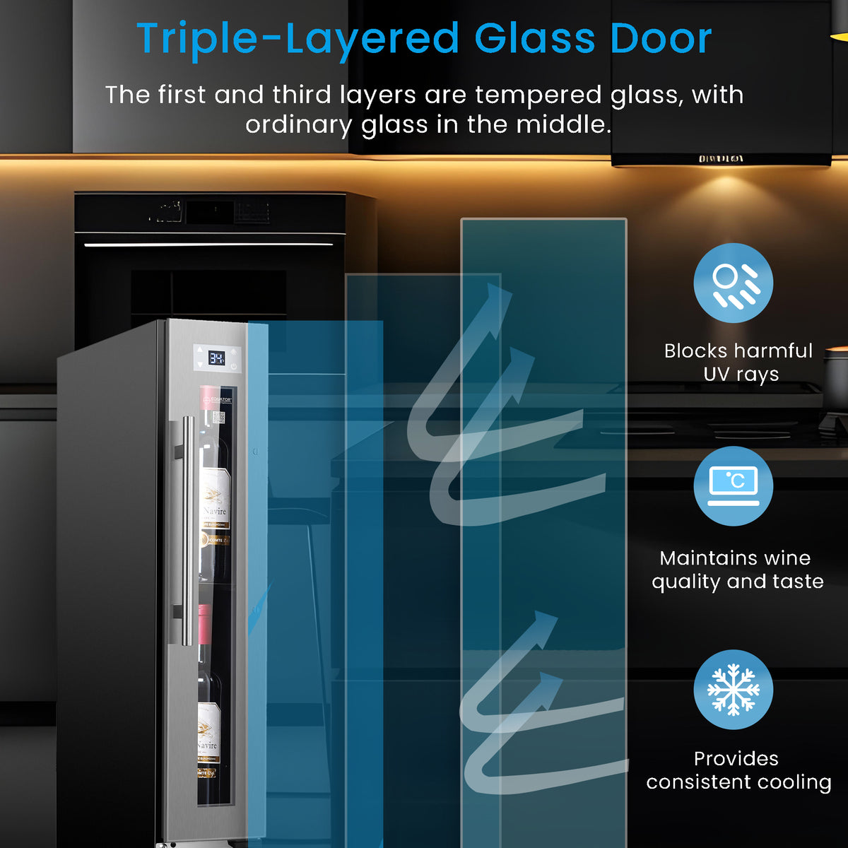 Equator 9 Bottles Wine Refrigerator 1-Zone Freestanding/Builtin 7 Color LED 110V