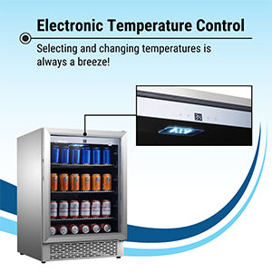Refrigerador para interiores/exteriores de 4.6 pies cúbicos, IPX4, acero inoxidable, empotrable/independiente, capacidad para 110 latas y 6 botellas