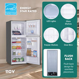Refrigerador Conserv de 10 pies cúbicos, congelador superior, 24 pulgadas, sin escarcha, Energy Star, silencioso 43dB, 110V, acero inoxidable