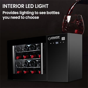 Refrigerador de vinos para encimera Equator de 16 botellas, negro, control táctil, 110V