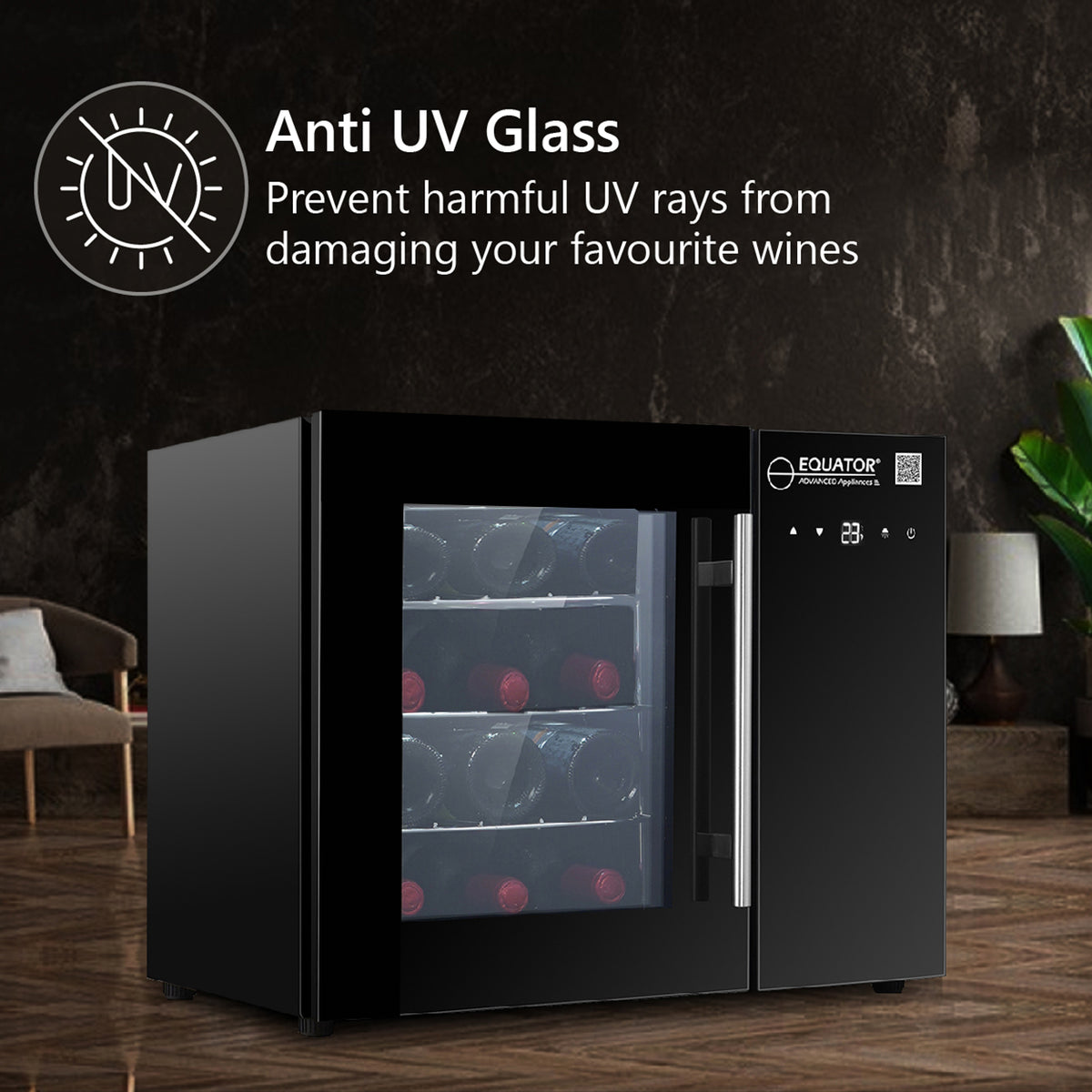 Equator 12 Bottles Countertop Wine Refrigerator Black Touch control 110V