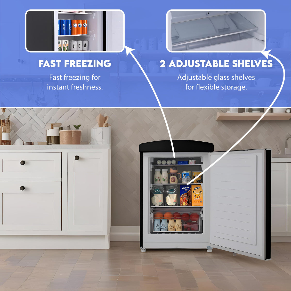 Minirefrigerador retro Conserv de 3.2 pies cúbicos, congelador convertible, sin escarcha, 110 V
