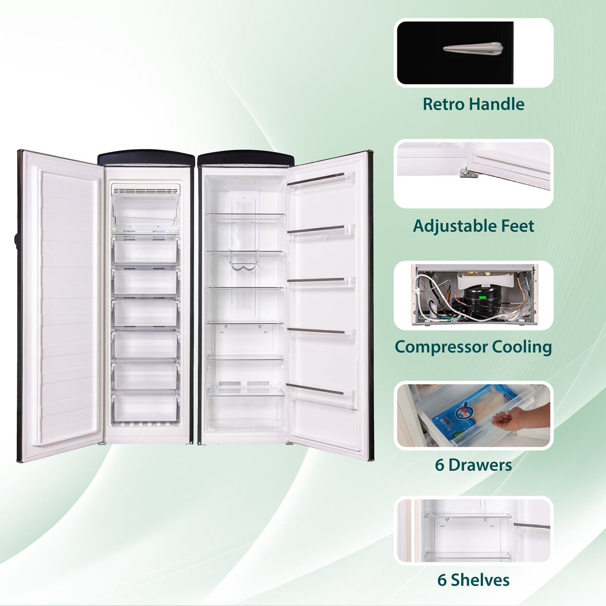 Ensemble réfrigérateur rétro Conserv 24 po 11 pi³ + congélateur vertical 8,3 pi³ 110 V