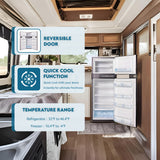 Refrigerador Congelador Conserv 12V/CC de 10 pies cúbicos, acero inoxidable, para RV, BARCO, FUERA DE LA RED, 2 puertas