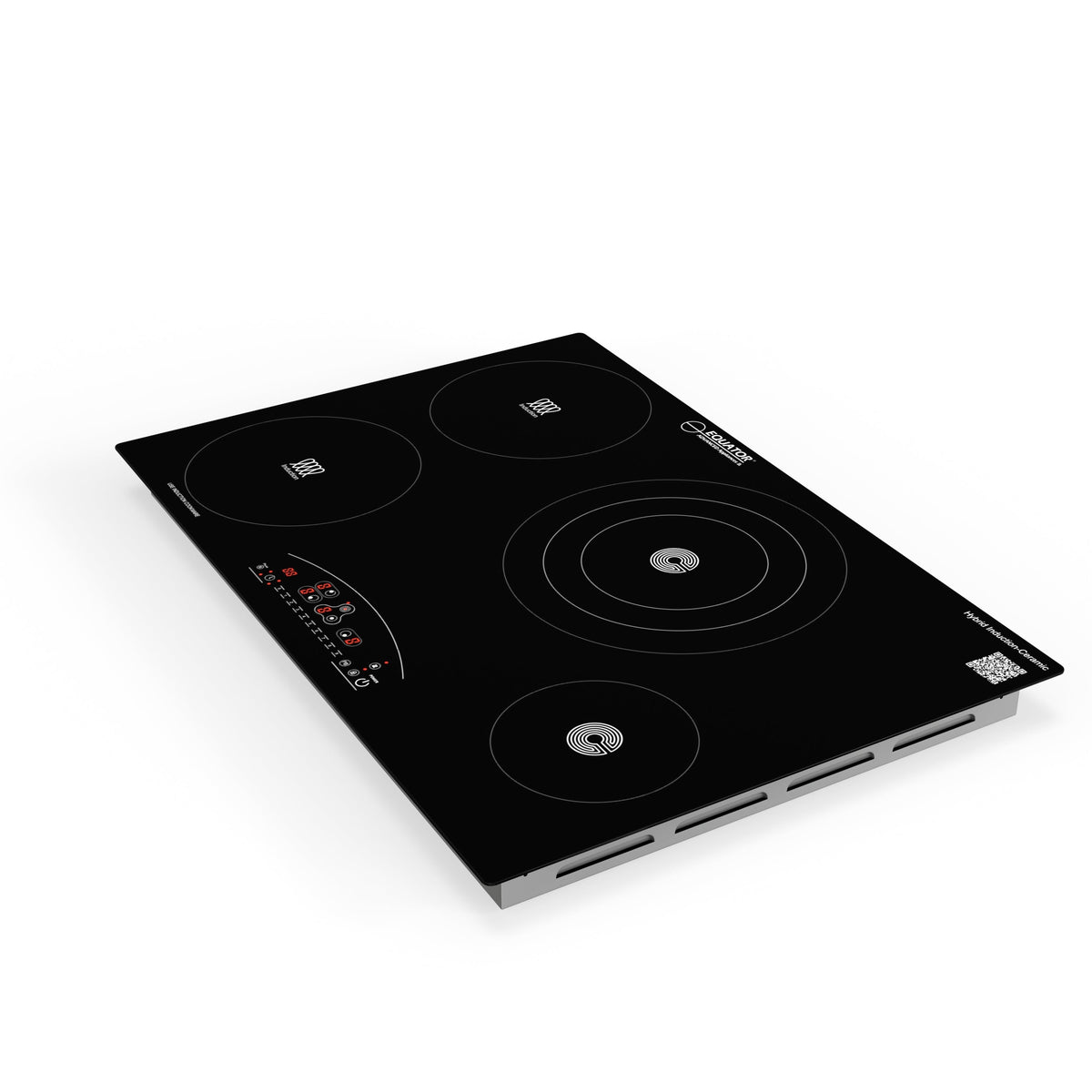 Placa de cocina híbrida eléctrica Equator de 30” – 4 quemadores (2 de inducción + 2 de cerámica), 9 niveles de potencia, 220V