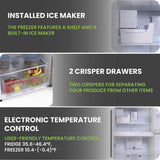 Conserv 30in RETRO Refrigerator 18cf Top Mount FACTORY INSTALLED ICE MAKER 110V Handle