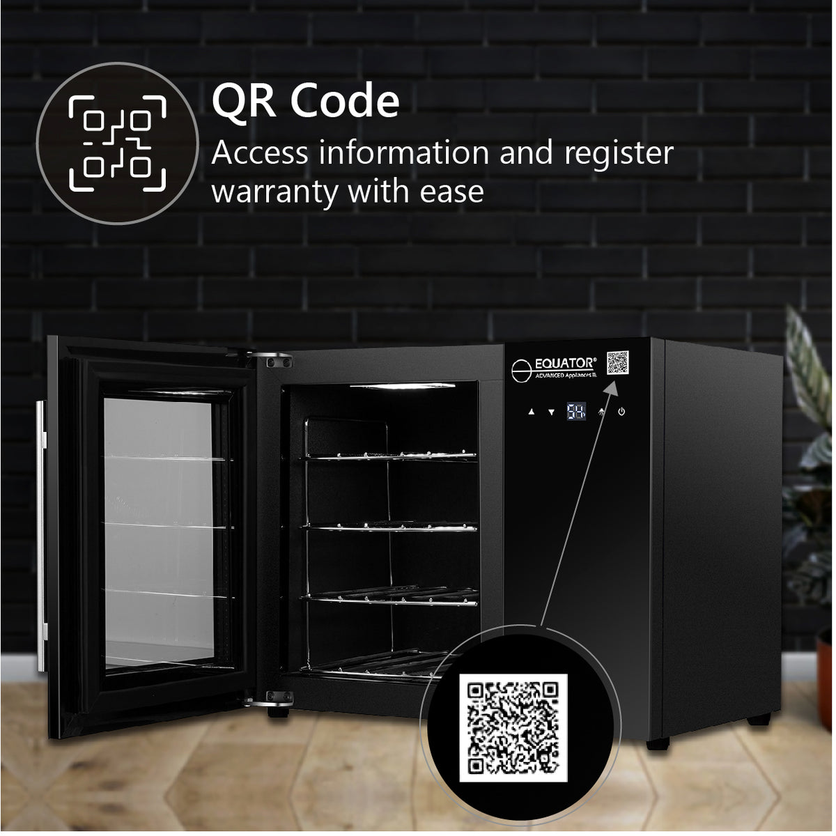 Equator 12 Bottles Countertop Wine Refrigerator Black Touch control 110V