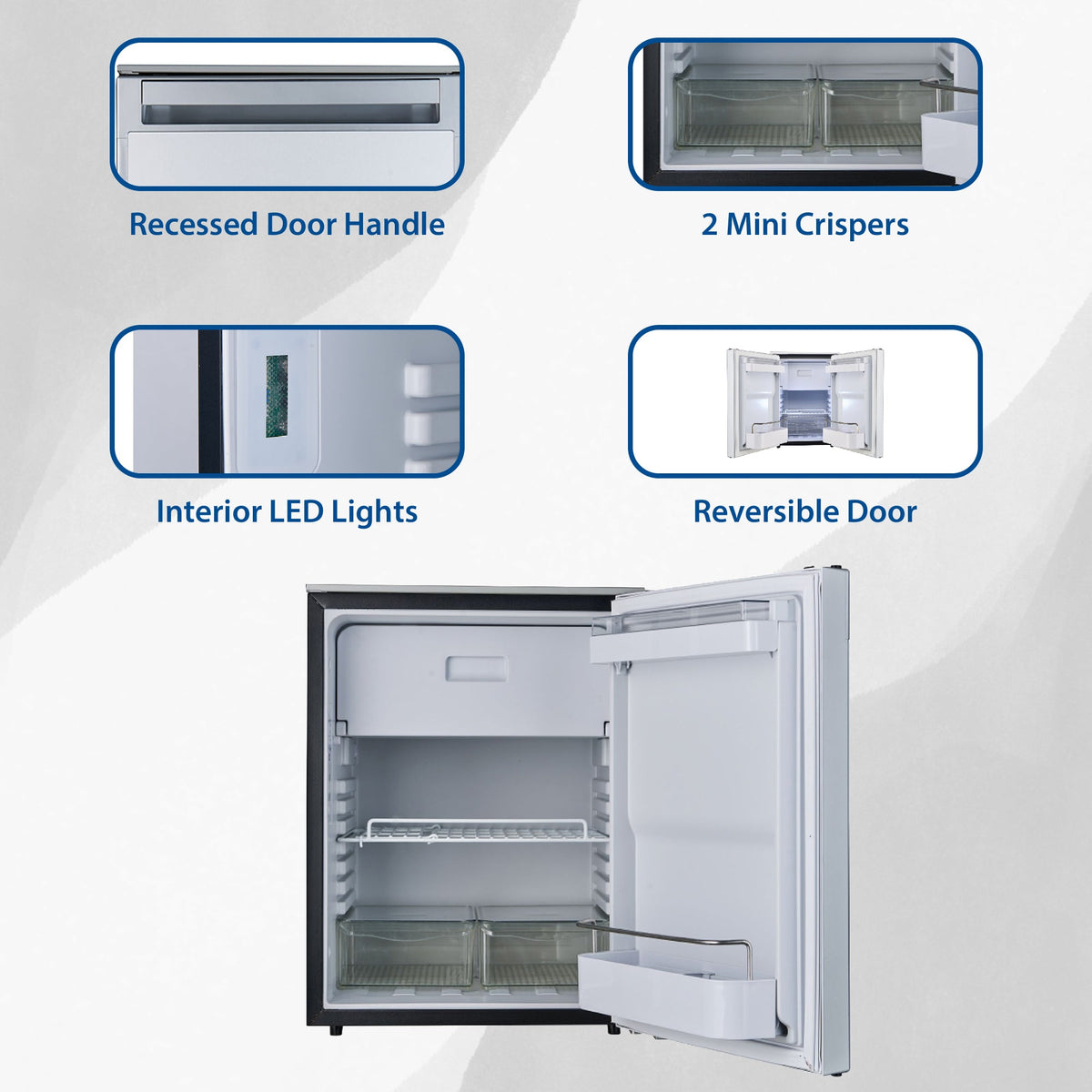 12V/DC Mini-Fridge Freezer 2.8cf Silver for RV BOAT OFF-GRID