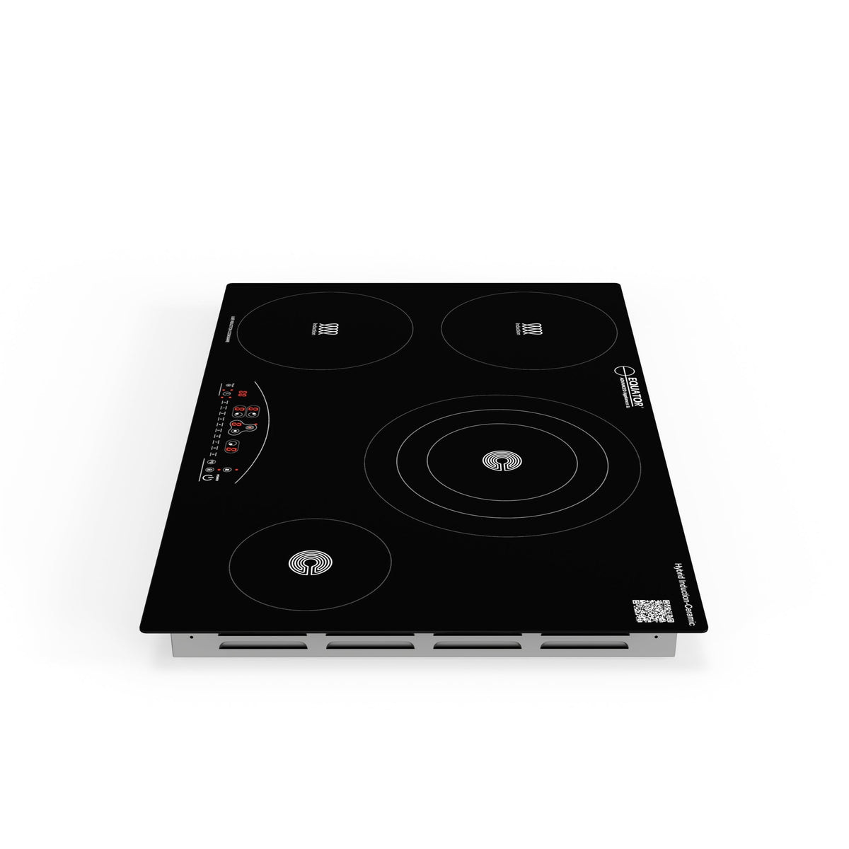 Placa de cocina híbrida eléctrica Equator de 30” – 4 quemadores (2 de inducción + 2 de cerámica), 9 niveles de potencia, 220V