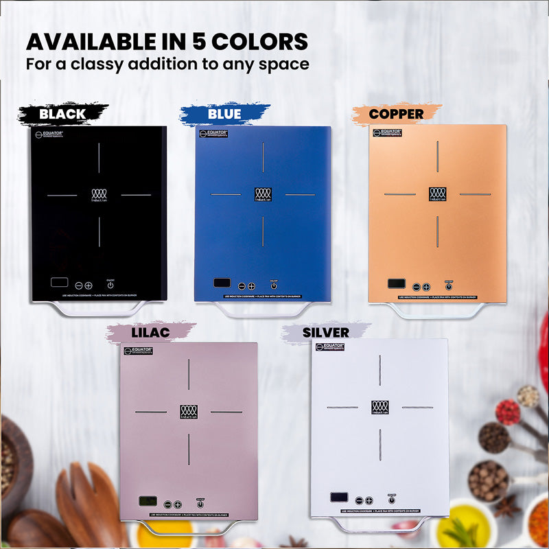 Placa de inducción portátil Equator de 11 pulgadas con un quemador, mango de aluminio LIGHT, 110V