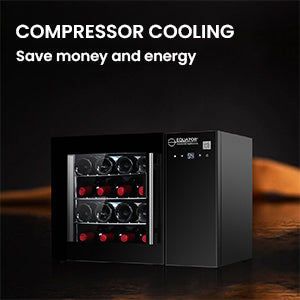 Refrigerador de vinos para encimera Equator de 16 botellas, negro, control táctil, 110V
