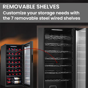 Refrigerador de vinos Equator de 32 botellas, color negro: zona de temperatura única, independiente, enfriamiento por compresor