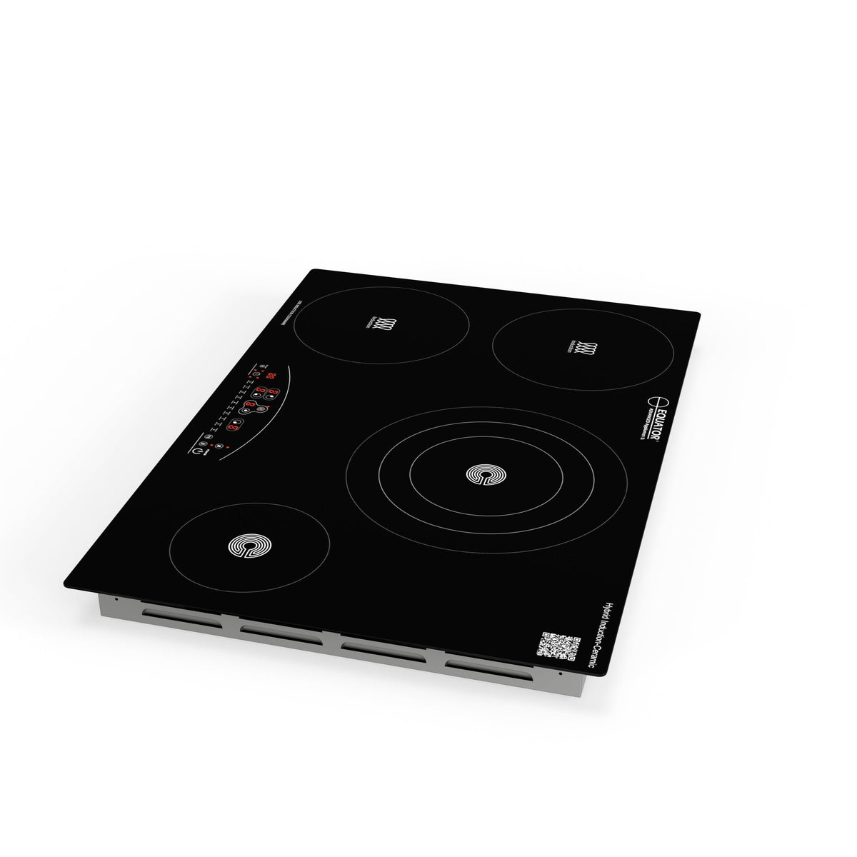 Placa de cocina híbrida eléctrica Equator de 30” – 4 quemadores (2 de inducción + 2 de cerámica), 9 niveles de potencia, 220V