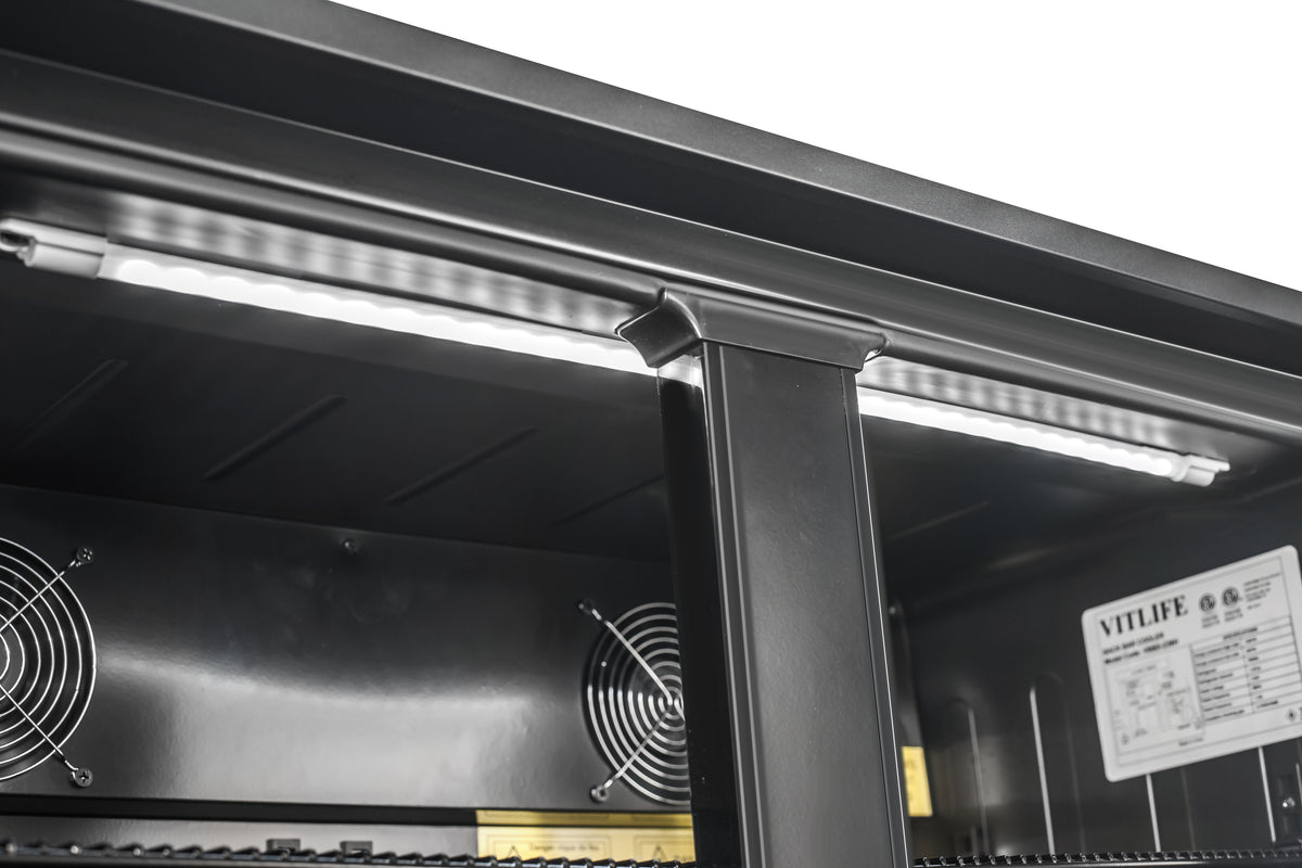 Equator-Vitlife  Back Bar Cooler with 2 Glass Doors Under Counter Beverage Refrigerator with LED,7.5 Cu.Ft.