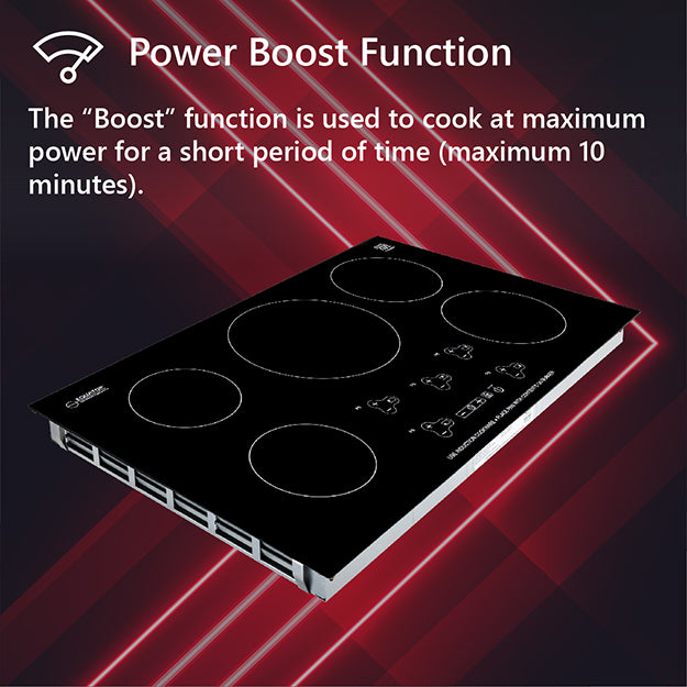 Plaque de cuisson à induction encastrable Equator 36 pouces, 5 foyers, 9 niveaux de puissance, fonction Power Boost, 220 V