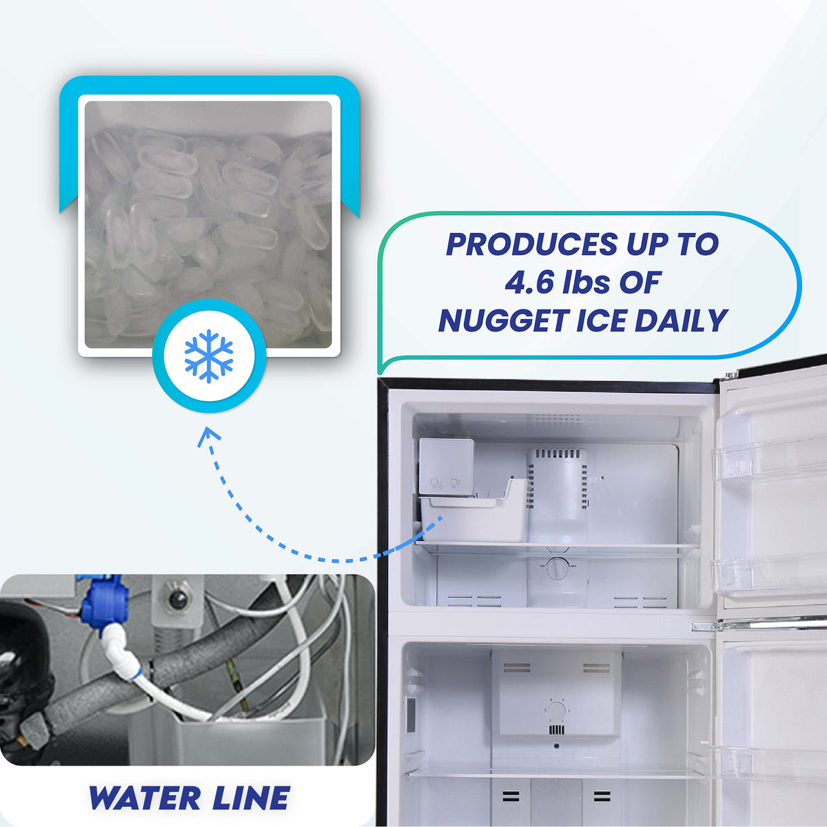 Conserv 30in RETRO Refrigerator 18cf Top Mount FACTORY INSTALLED ICE MAKER 110V Handle