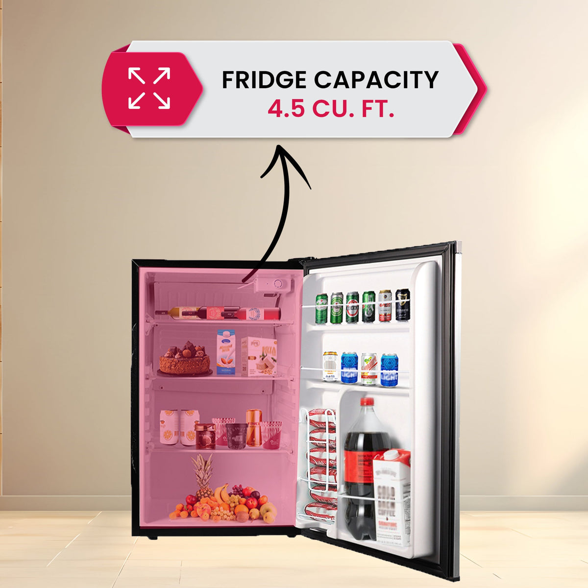 Refrigerador para interiores/exteriores de 2.3 pies cúbicos, clasificación IPX4, acero inoxidable, empotrable/independiente, capacidad para 85 latas, silencioso (42 dB)
