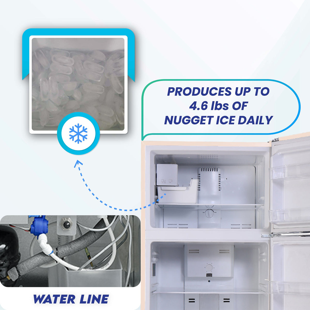 Conserv 30in RETRO Refrigerator 18cf Top Mount FACTORY INSTALLED ICE MAKER 110V Handle