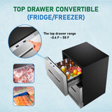 REFRIGERADOR-CONGELADOR CONVERTIBLE Equator de 24 pulgadas, 2 cajones, 2 zonas, 5 pies cúbicos, modo Sabbath