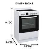 Equator 24 inch Electric Cooking Range 4 Ceramic Burner CONVECTION OVEN+AIR FRYER White