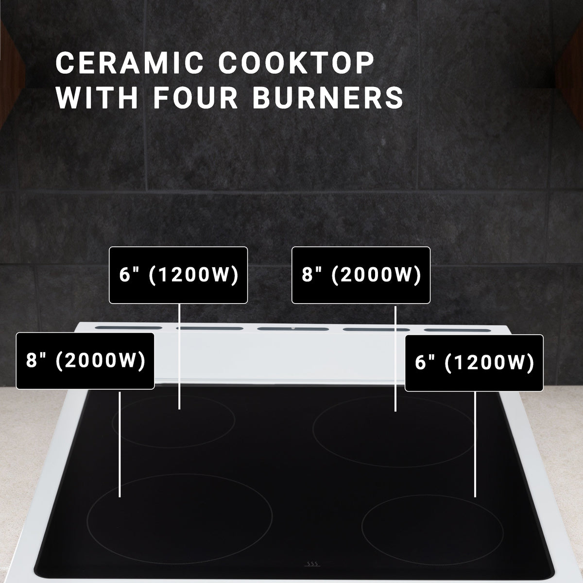 Equator 24 inch Electric Cooking Range 4 Ceramic Burner CONVECTION OVEN+AIR FRYER White