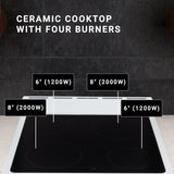 Equator 24 inch Electric Cooking Range 4 Ceramic Burner CONVECTION OVEN+AIR FRYER White