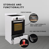 Equator 24 inch Electric Cooking Range 4 Ceramic Burner CONVECTION OVEN+AIR FRYER White