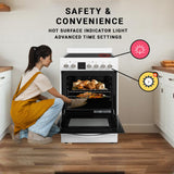 Equator 24 inch Electric Cooking Range 4 Ceramic Burner CONVECTION OVEN+AIR FRYER White