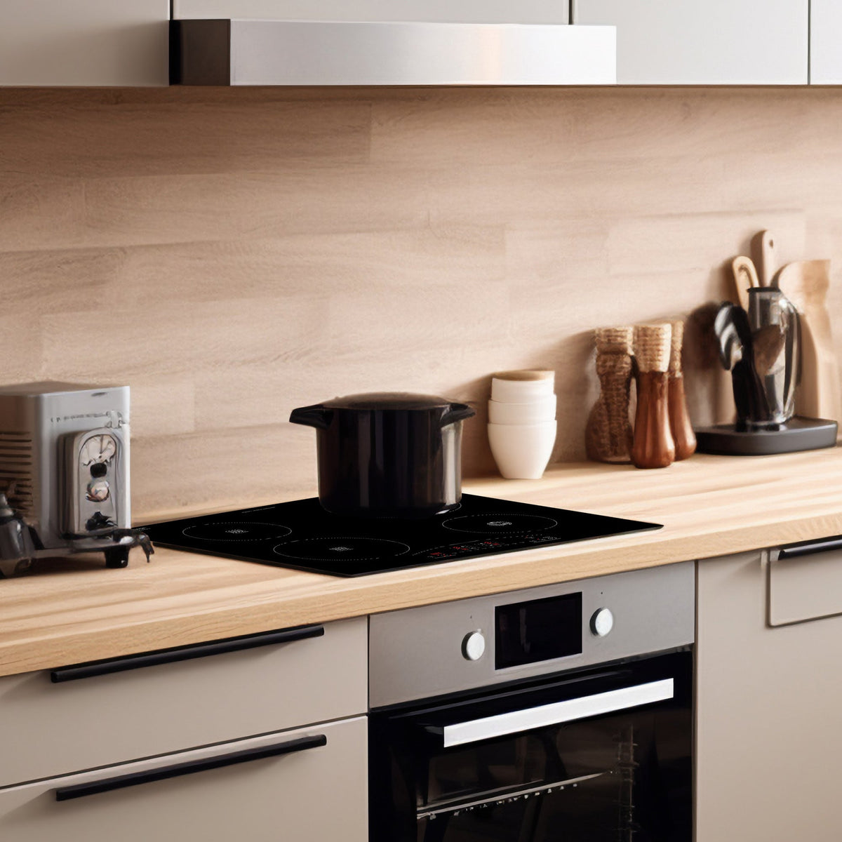 Placa de cocina híbrida eléctrica Equator de 24” – 4 quemadores de cerámica e inducción, 9 niveles de potencia, 220V