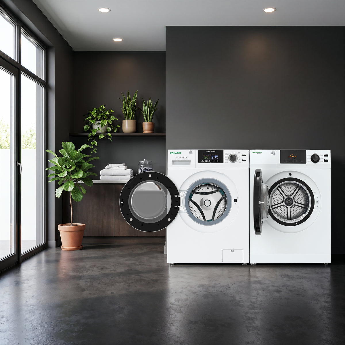 Equator ADVANCED STACK LAUNDRY 110V 26 Lb Washer 2.5cf+Vented Dryer 4cf 1 OUTLET