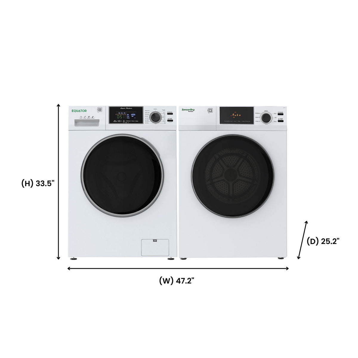 Equator ADVANCED STACK LAUNDRY 220V 26 Lb Washer 2.5cf+Vented Dryer 4cf 1 OUTLET