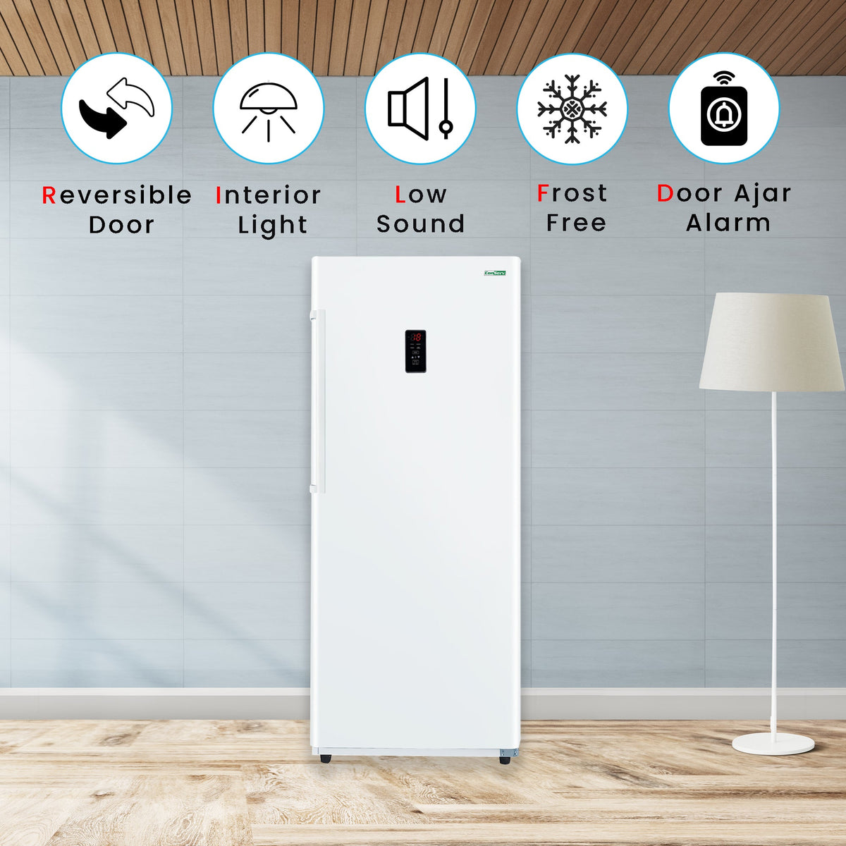 Congélateur vertical Conserv 14 pi³ CONVERTIBLE EN RÉFRIGÉRATEUR, prêt pour garage, certifié Energy Star, 28 po de large, 110 V