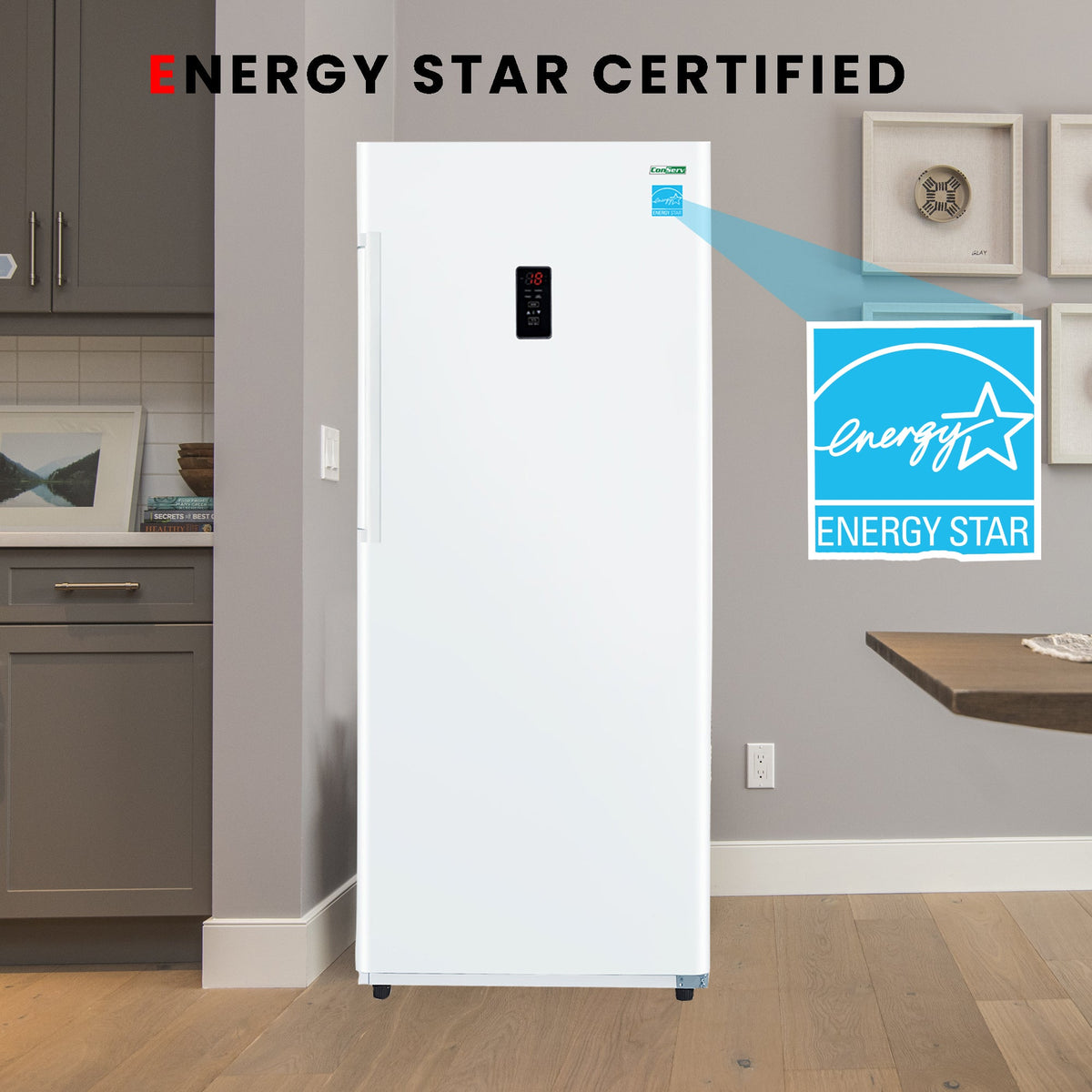Congélateur vertical Conserv 14 pi³ CONVERTIBLE EN RÉFRIGÉRATEUR, prêt pour garage, certifié Energy Star, 28 po de large, 110 V