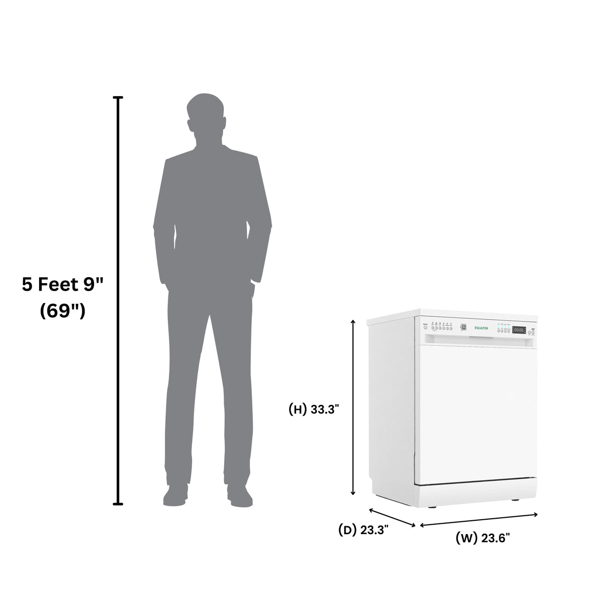 Equator 24" Freestanding Dishwasher - 14 Place Settings, 3rd Rack, Stainless Tub