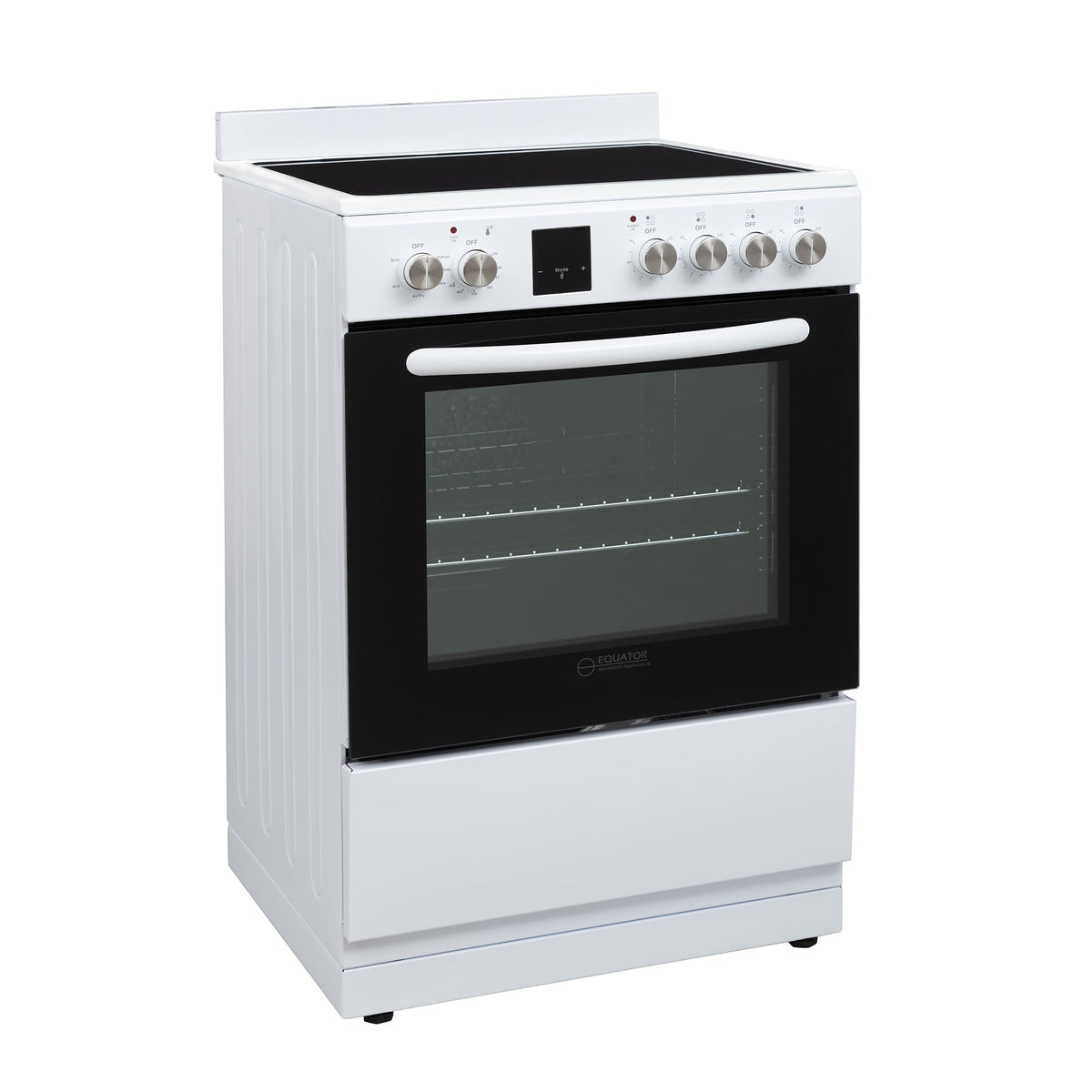Equator 24 inch Electric Cooking Range 4 Ceramic Burner CONVECTION OVEN+AIR FRYER White