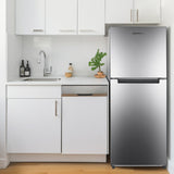 Refrigerador Conserv de 10 pies cúbicos, congelador superior, 24 pulgadas, sin escarcha, Energy Star, silencioso 43dB, 110V, acero inoxidable