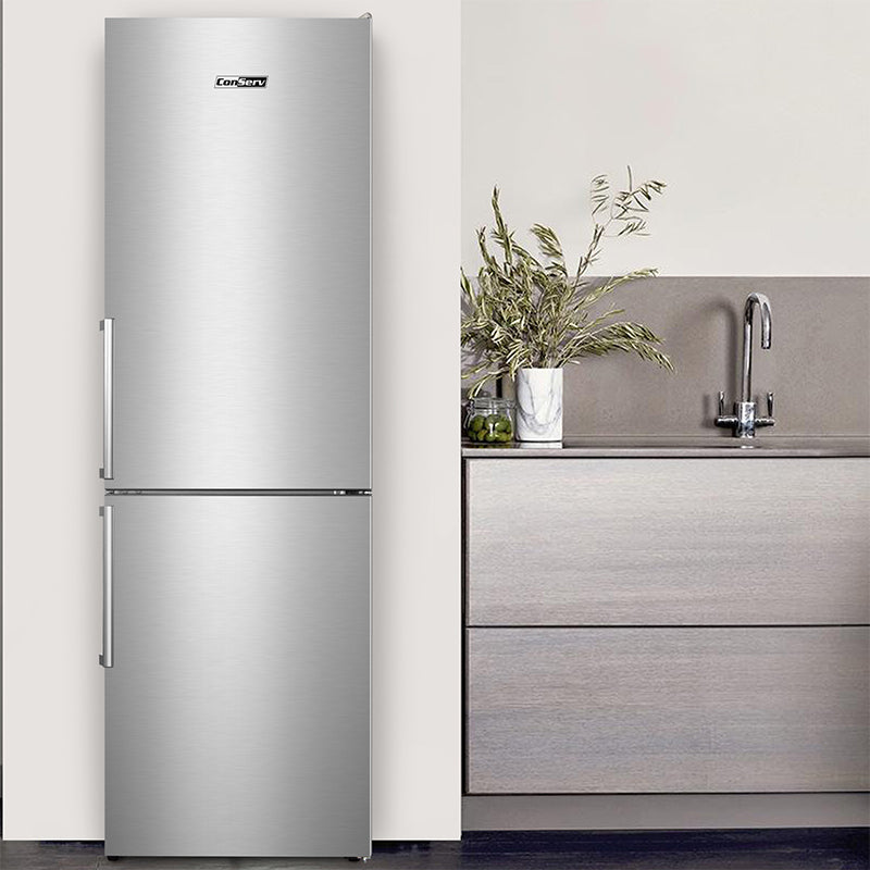 Conserv 11.5cf Tall Frost Free Ref-Freezer 24in Wine Rack E-Star 43dB Stainless