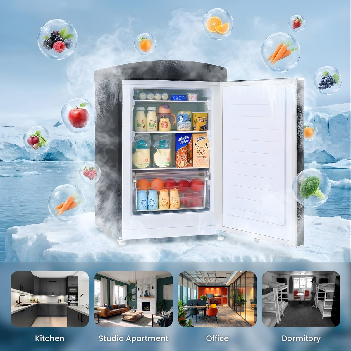 Minirefrigerador retro Conserv de 3.2 pies cúbicos, congelador convertible, sin escarcha, 110 V
