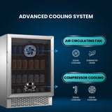 Refrigerador para interiores/exteriores de 4.6 pies cúbicos, IPX4, acero inoxidable, empotrable/independiente, capacidad para 110 latas y 6 botellas
